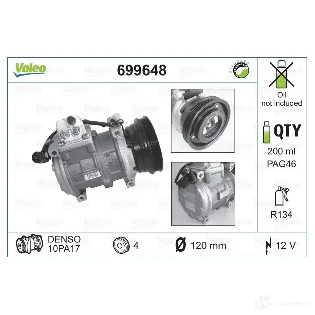 Компрессор кондиционера VALEO 3276426996488 A O44T8 234844 699648 изображение 0