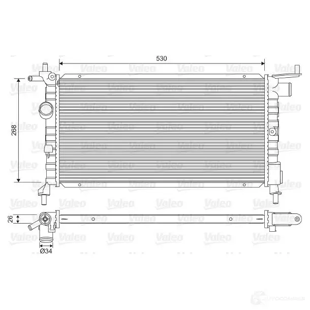 Радиатор охлаждения двигателя VALEO U62 2I 236627 732606 3276427326062