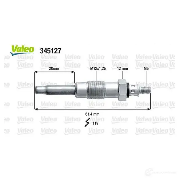 Свеча накала VALEO 345127 D 6EM127 21167102 E67NCY изображение 0