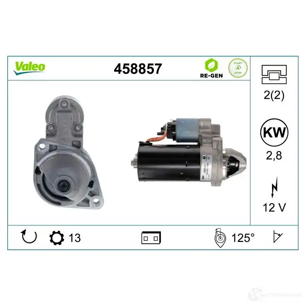 Стартер VALEO 1424223003 3276424588579 6U JZWES 458857 изображение 0
