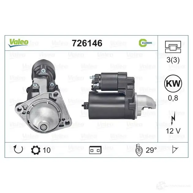 Стартер VALEO 3276427261462 1206119462 6QH9SV N 726146 - Изображение 1