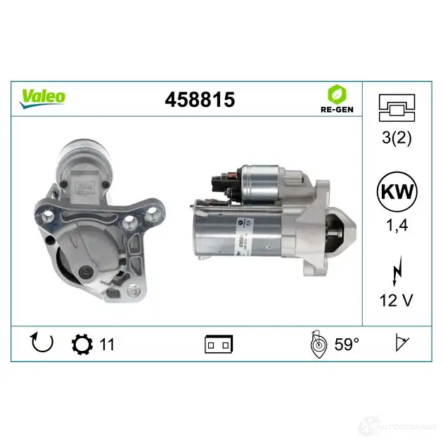 Стартер VALEO 1424503700 3276424588159 458815 INU BL изображение 0