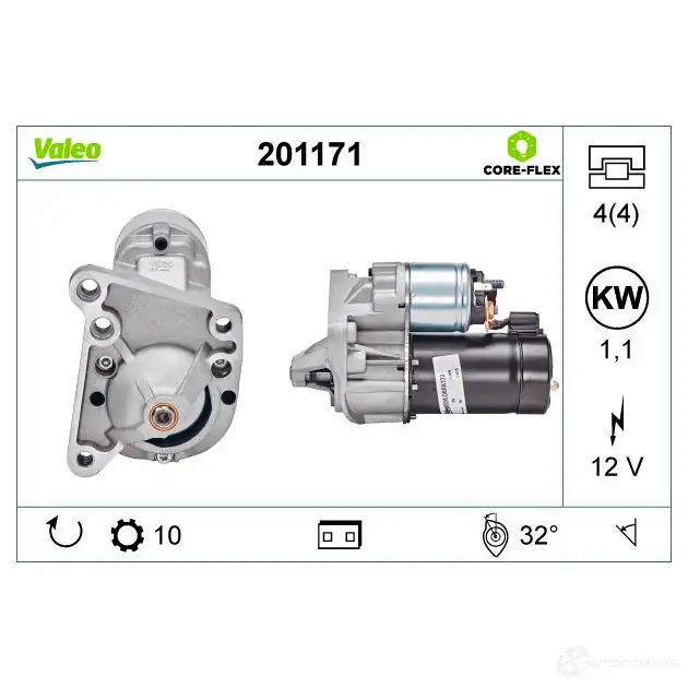 Стартер VALEO 201171 1437850863 EIVS K изображение 0