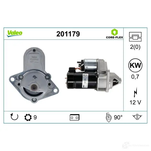Стартер VALEO 1437851572 201179 94K5 QD изображение 0