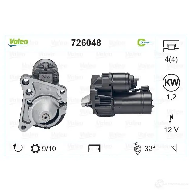 Стартер VALEO CSEK W 1206116624 726048 3276427260489 - Изображение 1