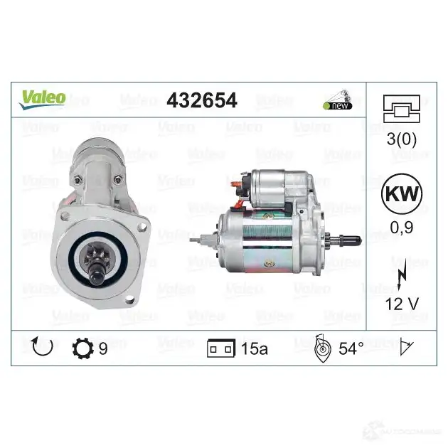 Стартер VALEO 432654 225394 D8E1 53 D8E157 - Изображение 1
