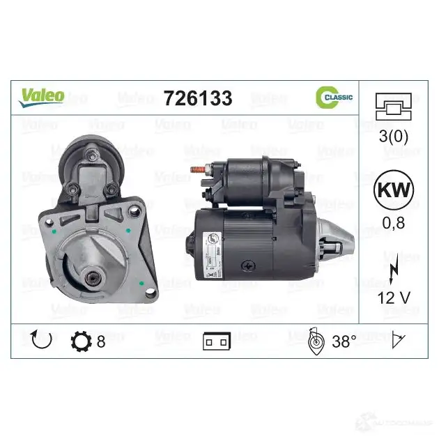 Стартер VALEO 726133 1206119146 3276427261332 99 GJ4R5 - Изображение 1
