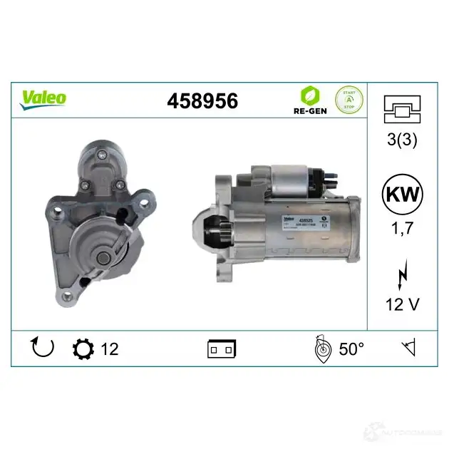 Стартер VALEO 458956 9J ZPM9 1437851313