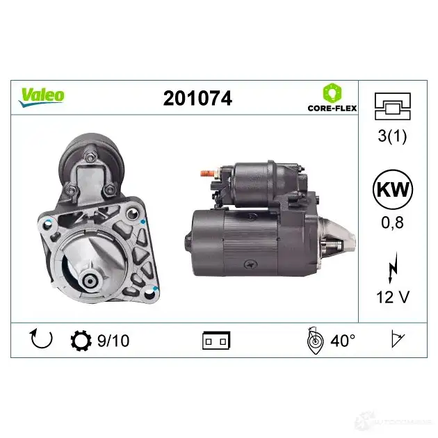 Стартер VALEO 9K6 A9 201074 1437850832 изображение 0