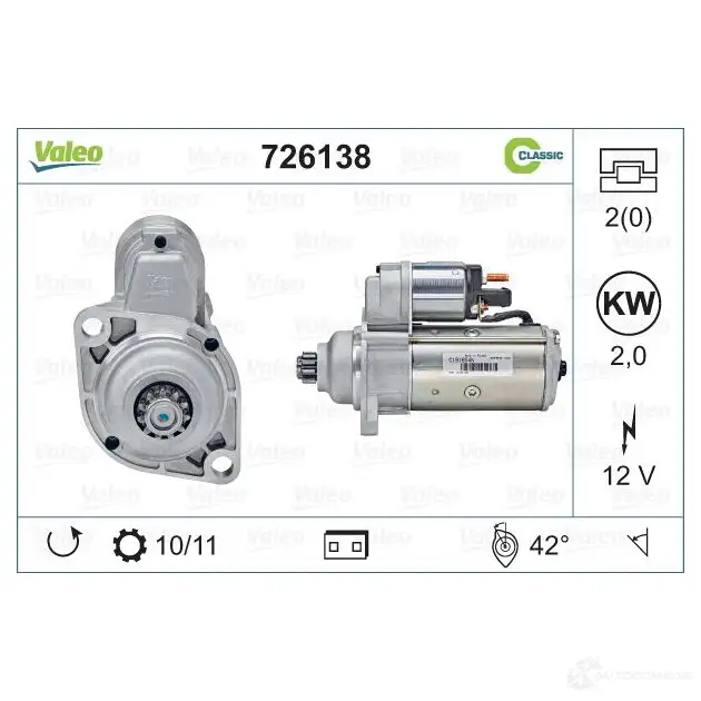 Стартер VALEO 726138 3276427261387 SM 24E98 1206119254 - Изображение 1