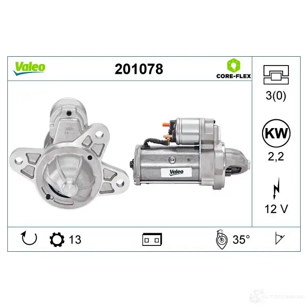 Стартер VALEO 201078 1437851344 BB9EN9 B изображение 0