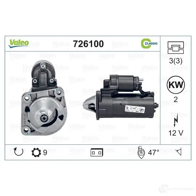 Стартер VALEO D 7Z3R 1206118416 726100 3276427261004 - Изображение 1