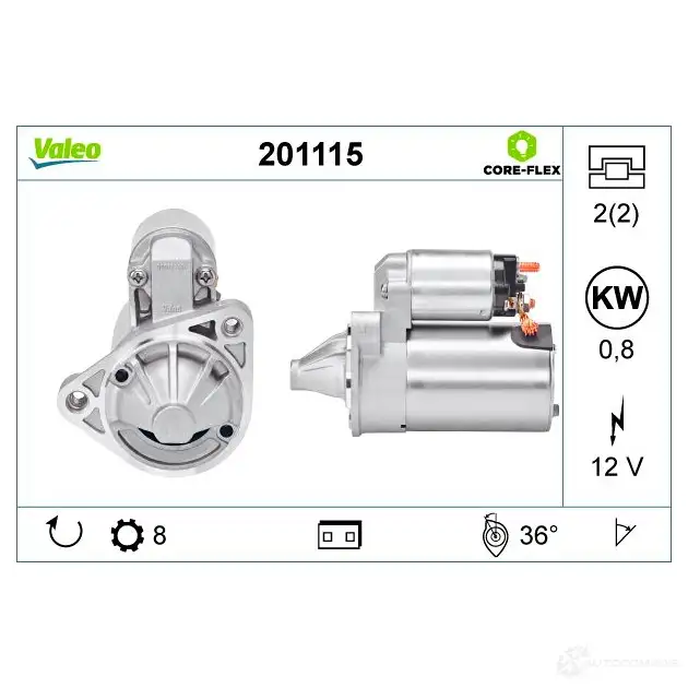 Стартер VALEO 201115 QA AV6 1437851121 изображение 0