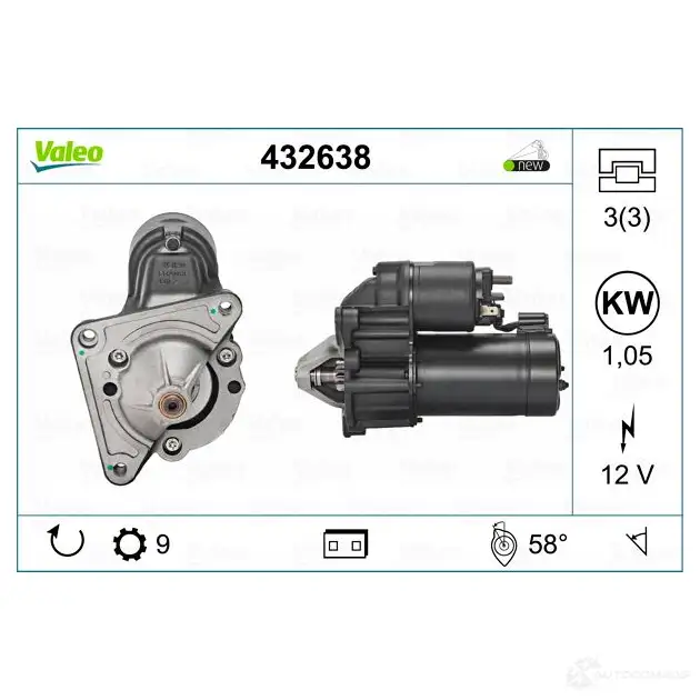 Стартер VALEO 8IKJ0ZR D6RA 53 225388 432638 изображение 3