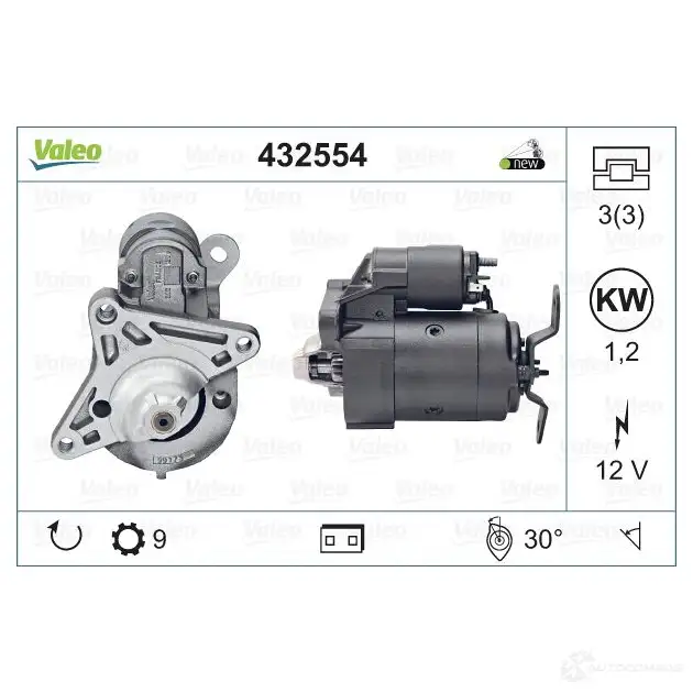 Стартер VALEO 225348 432554 D9E851 D9 E85 - Изображение 1