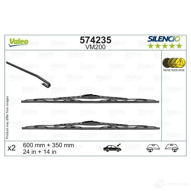 Щетка стеклоочистителя VALEO 1423052061 VM104 RHD 574235 L7GJE03 - Изображение 1