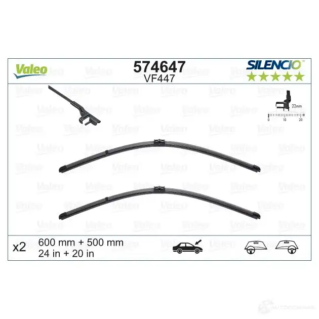 Щетка стеклоочистителя VALEO 574647 VM447 V F447 231539 изображение 2