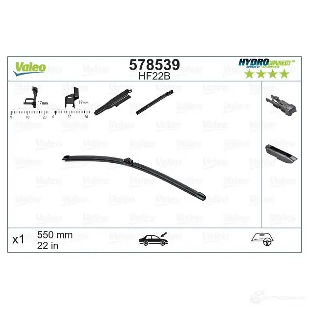 Щетка стеклоочистителя VALEO 578539 SAUUW 1193424538 HF22 B