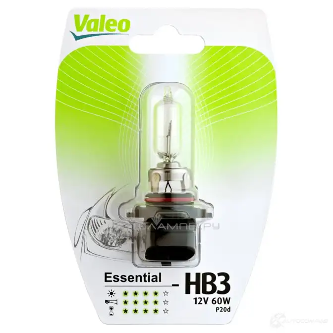 Лампа галогеновая HB3 ESSENTIAL 60 Вт 12 В VALEO BE JOW2K 32013 1420584210 изображение 0