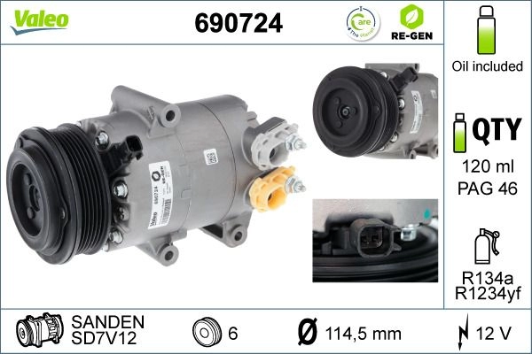 Компрессор кондиционера VALEO 1440163861 GZ9 FXB7 690724