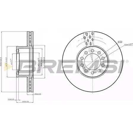 Тормозной диск BREMSI DB0330V QN1 4B 3LDSZE 1274812741 изображение 0