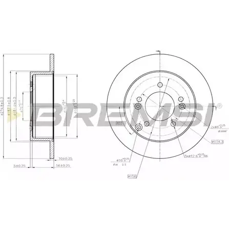 Тормозной диск BREMSI DBB752S D7EBW3 H61A J 1274828919 изображение 0