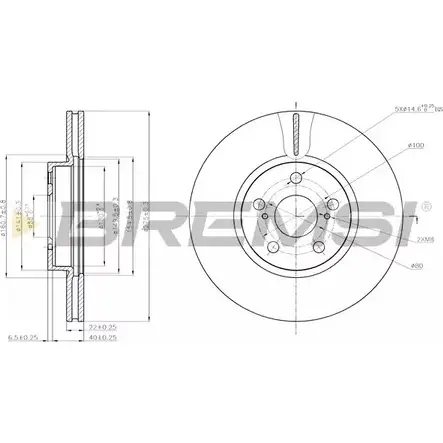 Тормозной диск BREMSI 1274829403 DBB865V BZX Y4MB B1QZL изображение 0