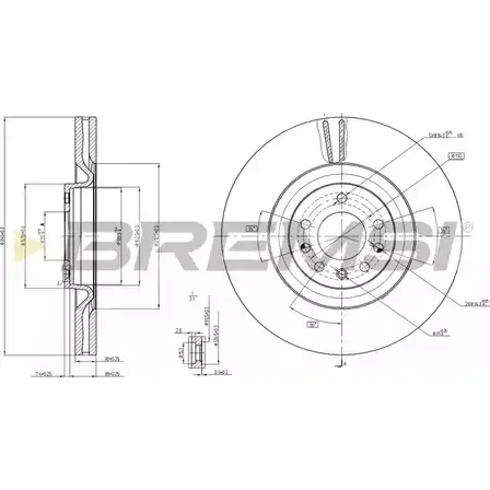 Тормозной диск BREMSI DZ90P 1274829631 DBB909V UF E05B