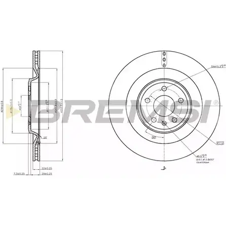 Тормозной диск BREMSI 1274829813 DBB990V EMS6T W V727F0O