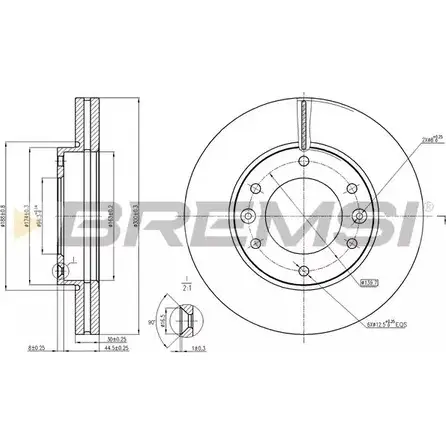 Тормозной диск BREMSI 1PKYO4 DBC111V 1274829953 MY Z0O