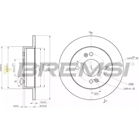 Тормозной диск BREMSI T80 WYIC 1274830147 UBSHX4 DBC213S изображение 0