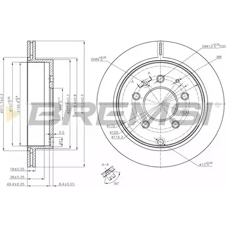Тормозной диск BREMSI 2Z 9XY DBC261V 1274830179 PGP0KUH изображение 0