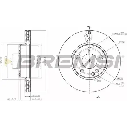 Тормозной диск BREMSI ZNKCLS DBC334V E NASXVC 1274830251 изображение 0