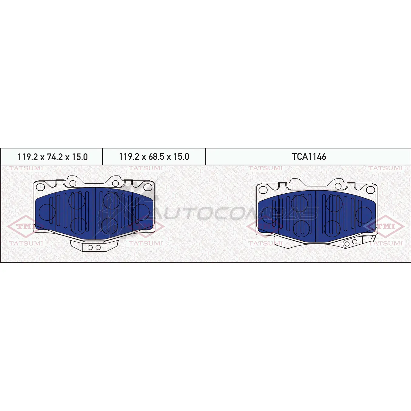 Колодки тормозные дисковые передние TATSUMI TCA1146 1439828966 D2TRWB H изображение 0