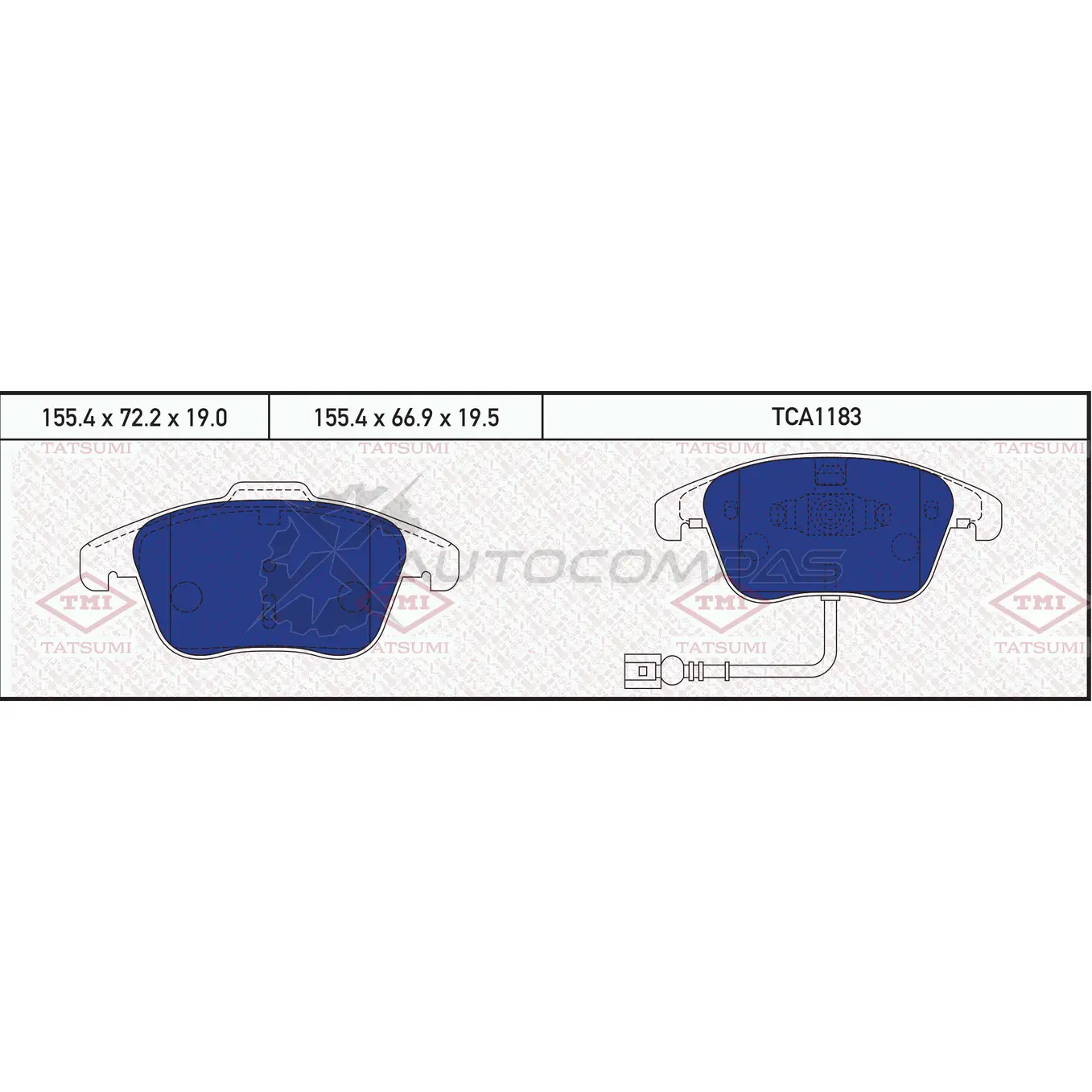 Колодки тормозные дисковые передние TATSUMI 1439828974 G2QH 97W TCA1183