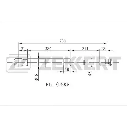 Амортизатор капота ZEKKERT 1275162517 GF-1495 K N74GX HZZOCY изображение 0