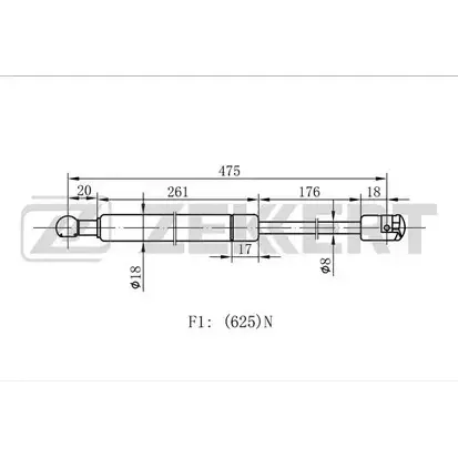 Амортизатор багажника, упор задней двери ZEKKERT H1H8YW 1275164677 22I3NG 7 GF-1974