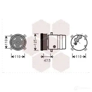 Компрессор кондиционера VAN WEZEL 3700K493 6 037K493 472402 EC8TQFA изображение 0