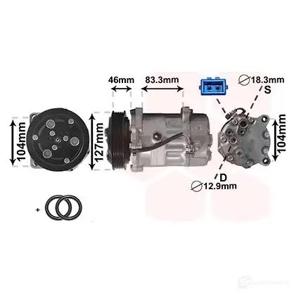 Компрессор кондиционера VAN WEZEL 605 8K050 481766 5800K050 SEKYTAJ изображение 1