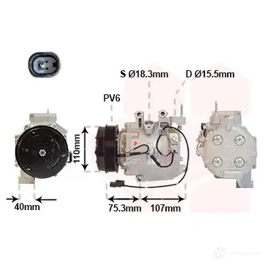 Компрессор кондиционера VAN WEZEL WRE R4YO 2500K700 1437852710