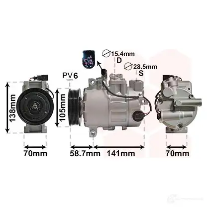 Компрессор кондиционера VAN WEZEL LCEMPU 0300K279 456471 6003K 279 - Изображение 1