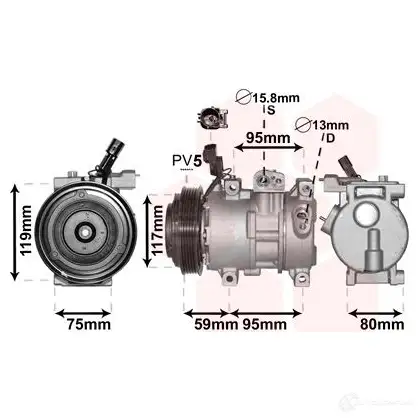 Компрессор кондиционера VAN WEZEL 8200K319 HOF8P Z 486260 5410909520632