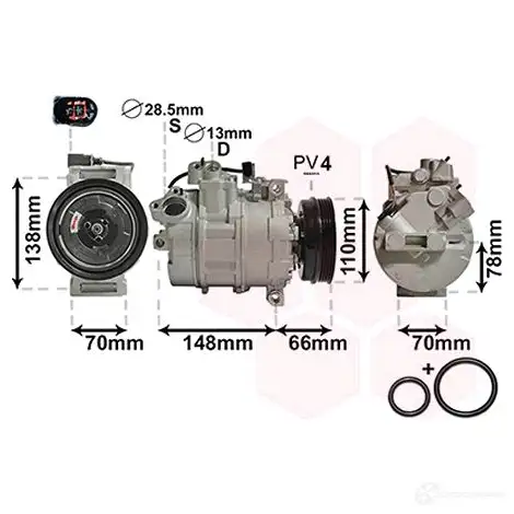 Компрессор кондиционера VAN WEZEL 0300K226 T0W52 6003K 226 456452 изображение 0