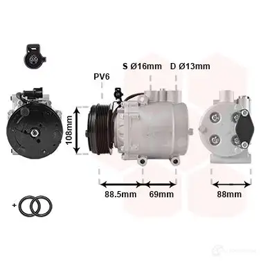 Компрессор кондиционера VAN WEZEL 1800K174 6ED1R4L 6018K1 74 464593 - Изображение 1