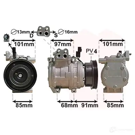 Компрессор кондиционера VAN WEZEL 5410909574178 QS7Y S1 487178 8300K208 изображение 1