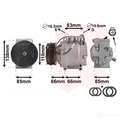 Компрессор кондиционера VAN WEZEL 5410909520748 467009 2500K260 4H9 0SW изображение 1