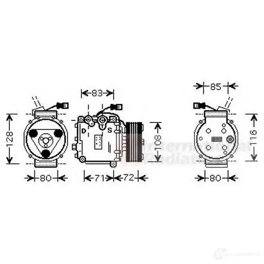 Компрессор кондиционера VAN WEZEL 2500k168 602 5K168 9LL16F 1423215676 изображение 0