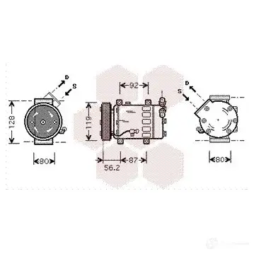 Компрессор кондиционера VAN WEZEL 2K02HB 60 09K032 460301 0900k032 изображение 0