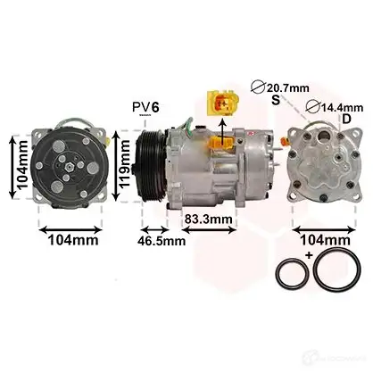 Компрессор кондиционера VAN WEZEL 6 009K201 0900K201 A7DTBWZ 460312 изображение 0