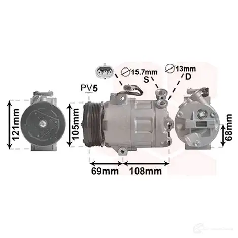 Компрессор кондиционера VAN WEZEL 458R9E 603 7K138 3700K138 472350 изображение 1